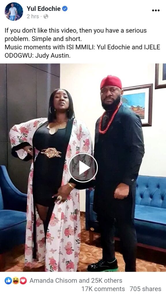 Yul Edochie shares goofy video with Judy Austin