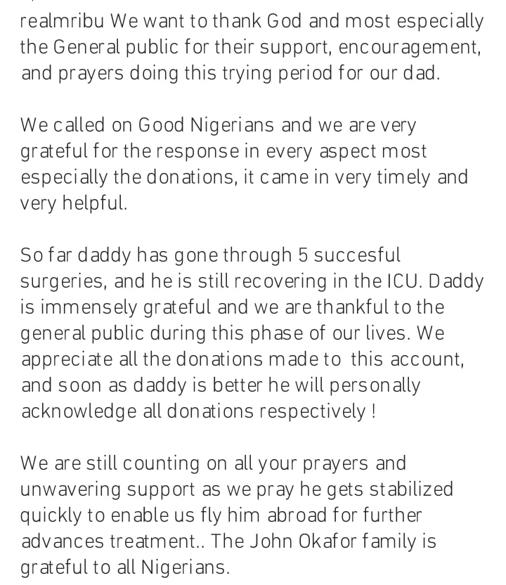 Mr Ibu undergoes 5 successful surgeries