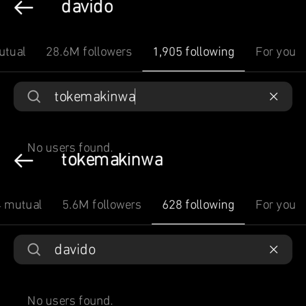 Toke Makinwa and Davido unfollow each other 