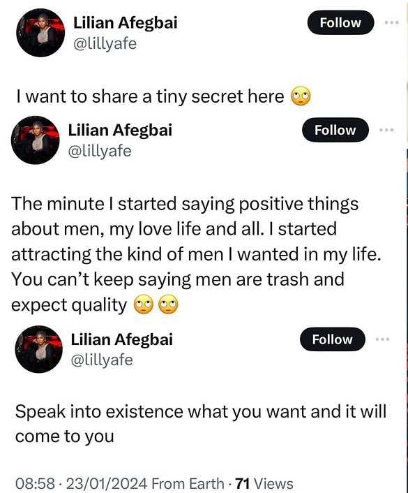 Lilian Afegbai secret to attracting quality men