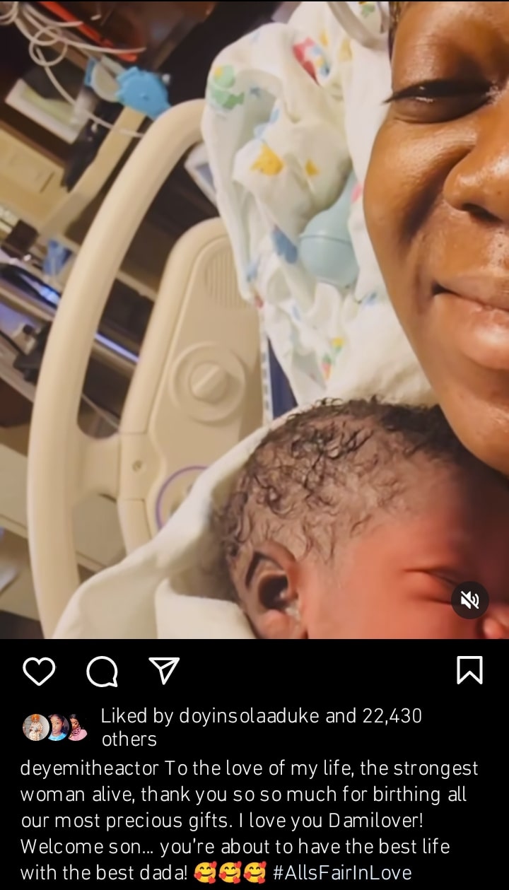 Deyemi Okanlawon welcomes third child