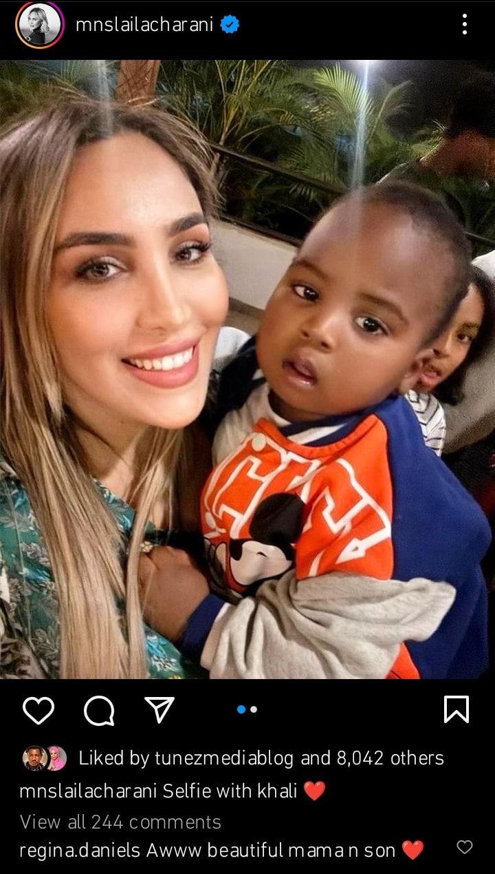 Laila Charani shares photo with Regina Daniels' son